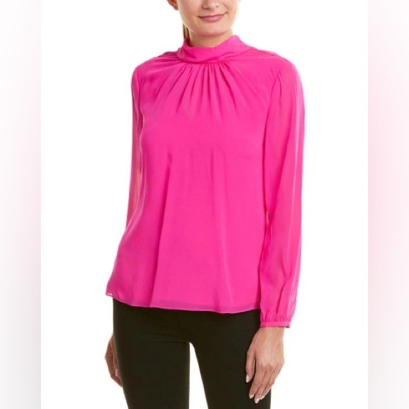 TED BAKER
Ruched Silk High Neck Blouse In Bright Pink - Picture 4 of 11